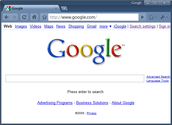 Google - Press Enter to Search